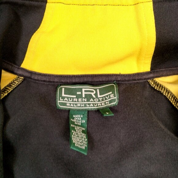 Lauren Ralph Lauren Active Jacket Women Large Athletic Full Zip Black Yellow - Picture 9 of 16